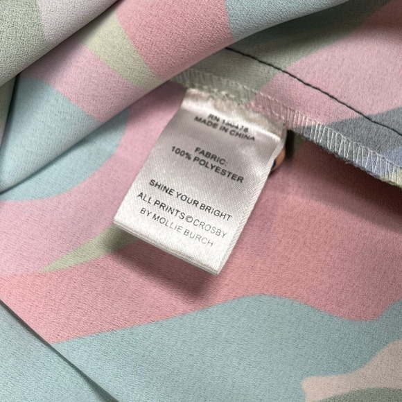 Crosby by Mollie Burch Women's Multicolor Blouse Sz S Ruffle Colorful Abstract - Picture 4 of 8